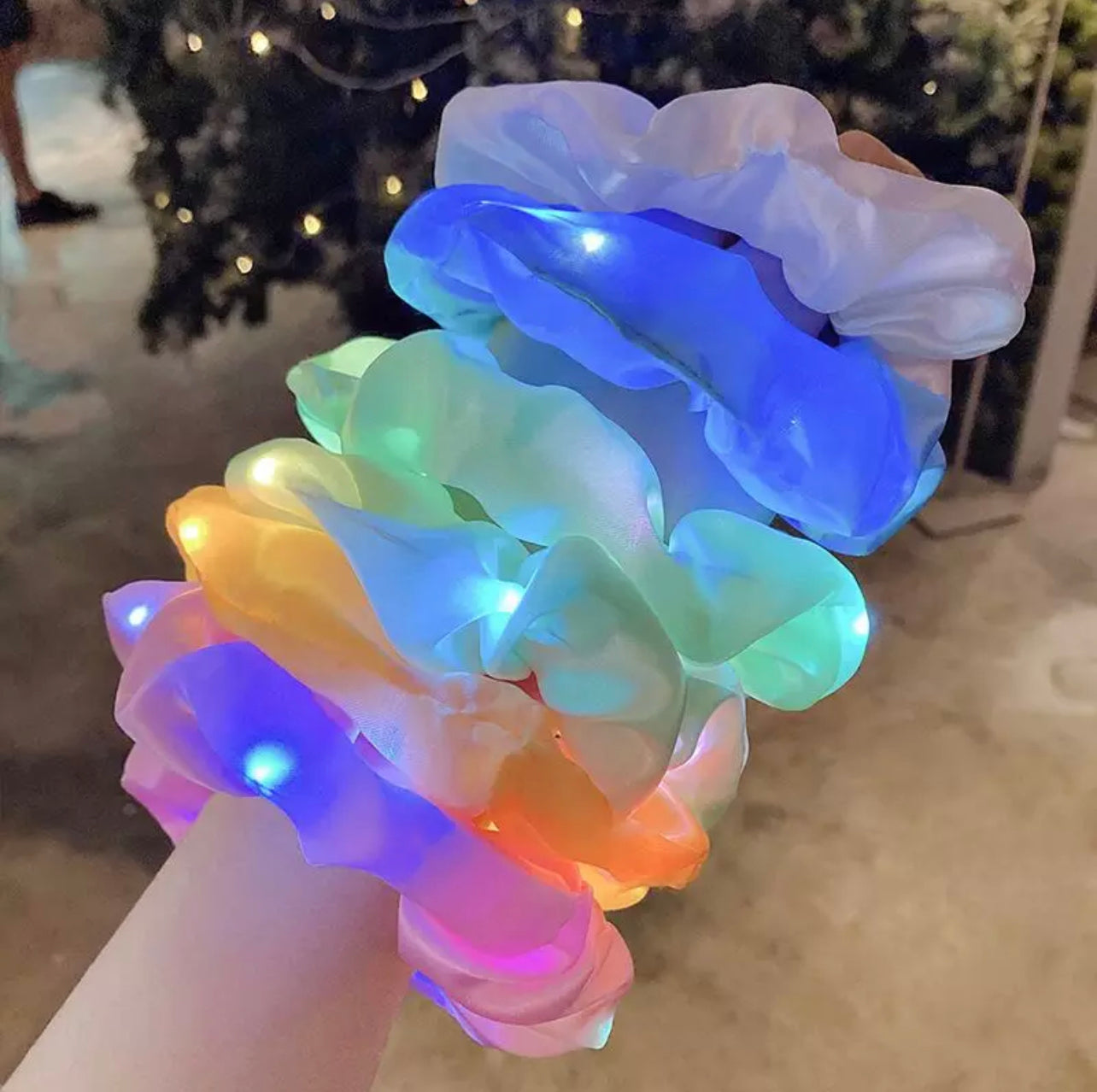 Led Satin Hair Scrunchies Flash- Ponytail