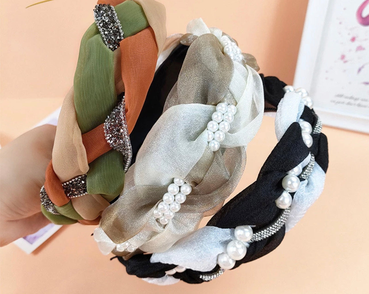 Headbands Fashion Candy, Color Pearl, Head band Custom Mesh Hair Bands