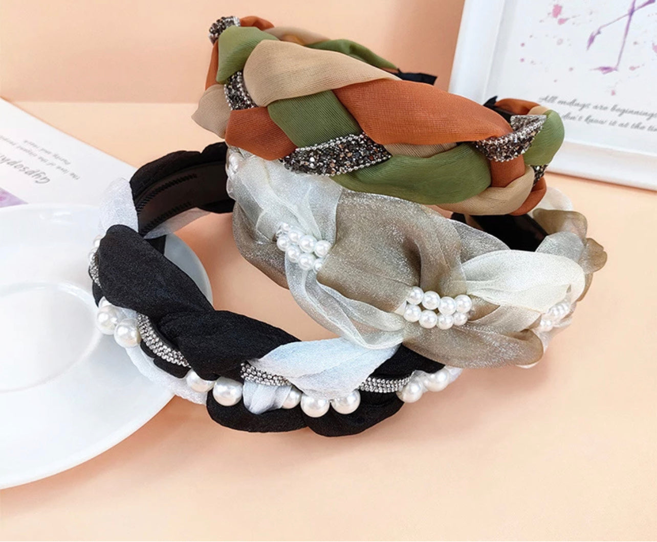 Headbands Fashion Candy, Color Pearl, Head band Custom Mesh Hair Bands