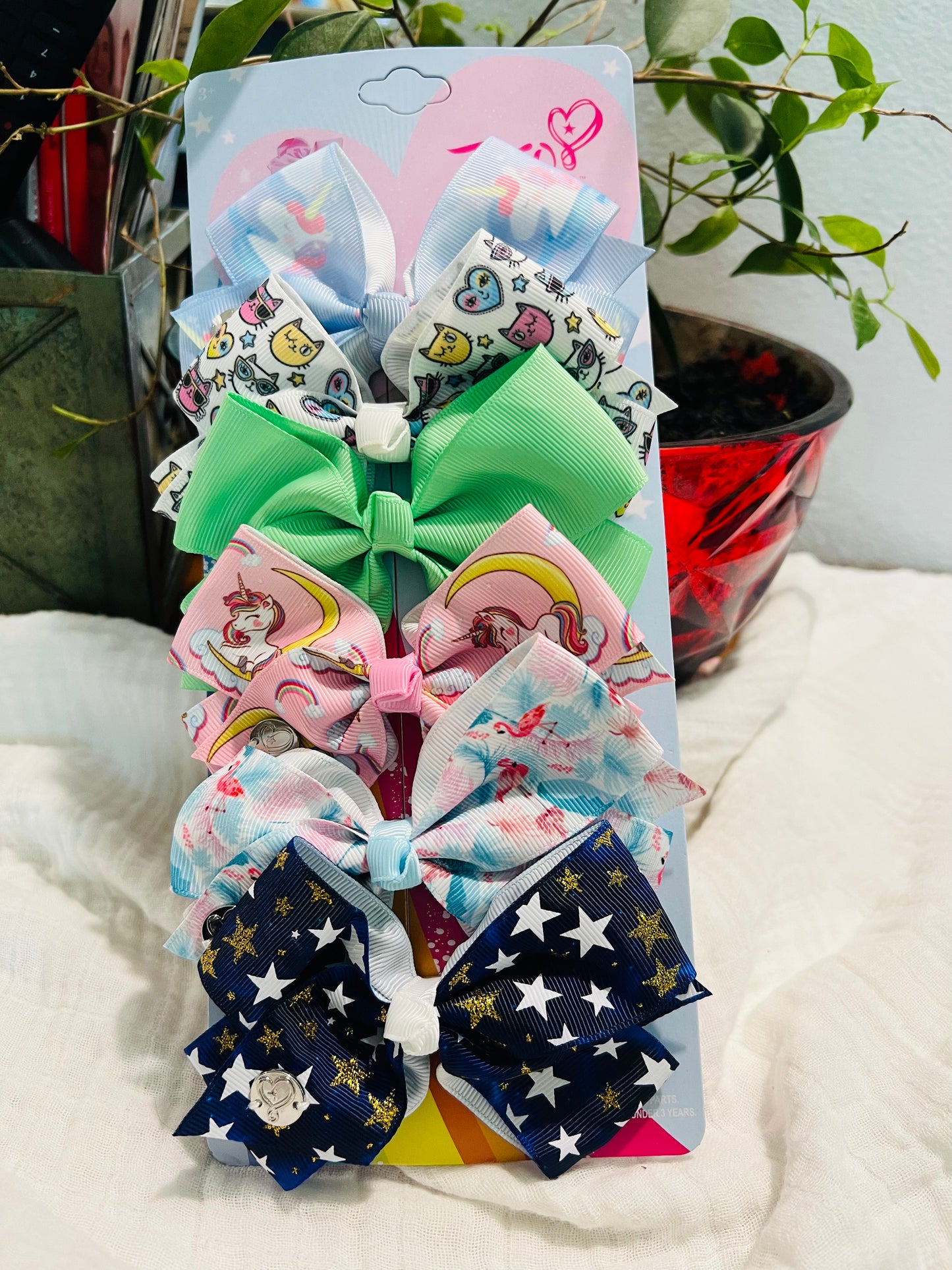 JoJo Siwa Bow 5-Inch 6 Pcs. Kids Hair Accessories.