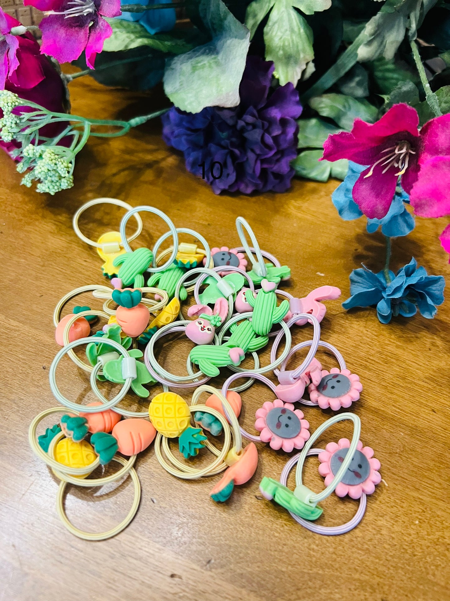 30 Pieces Luxury Resin Fruit Baby/Kids Elastic Rubber Band