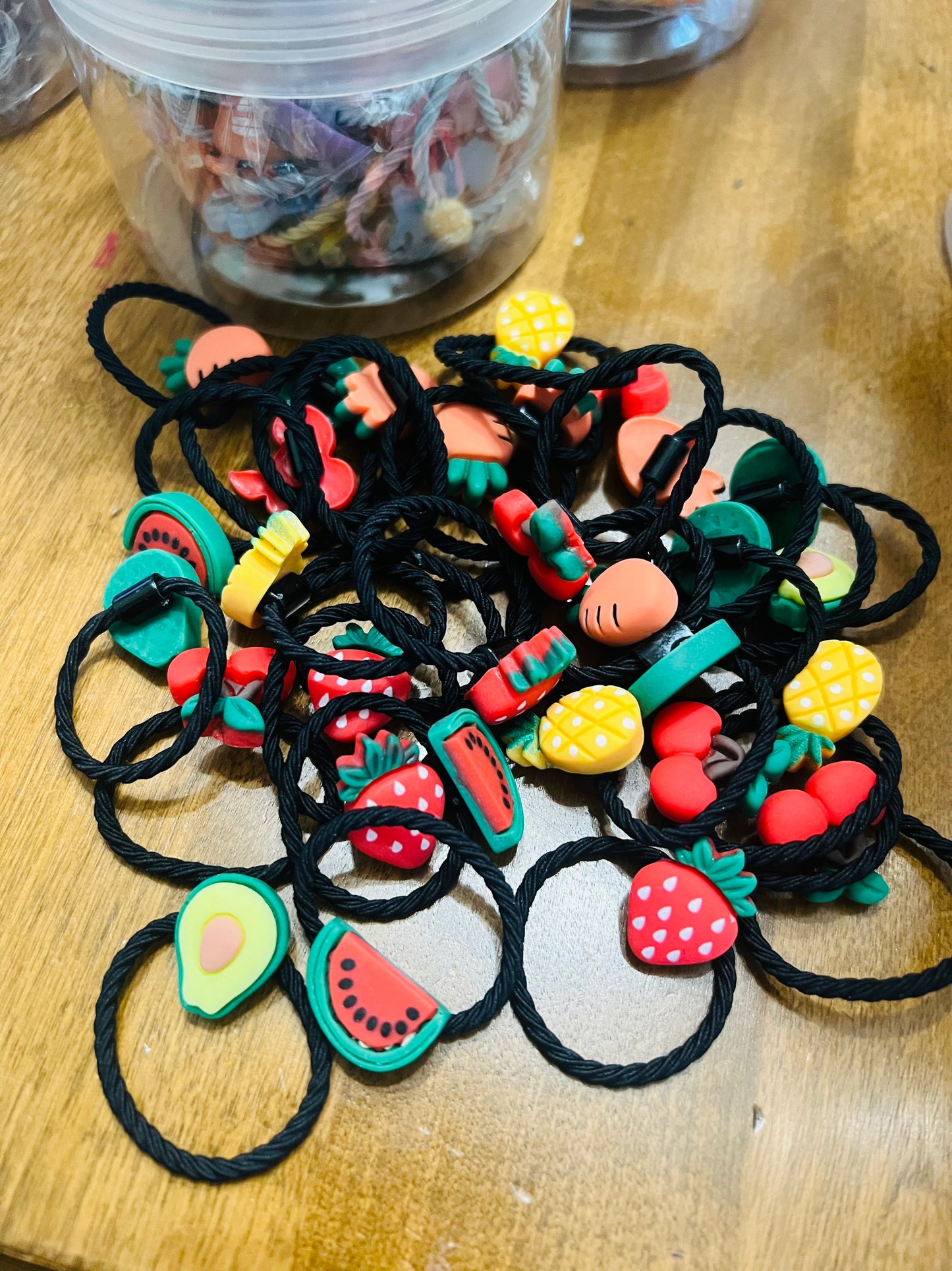 30 Pieces Luxury Resin Fruit Baby/Kids Elastic Rubber Band