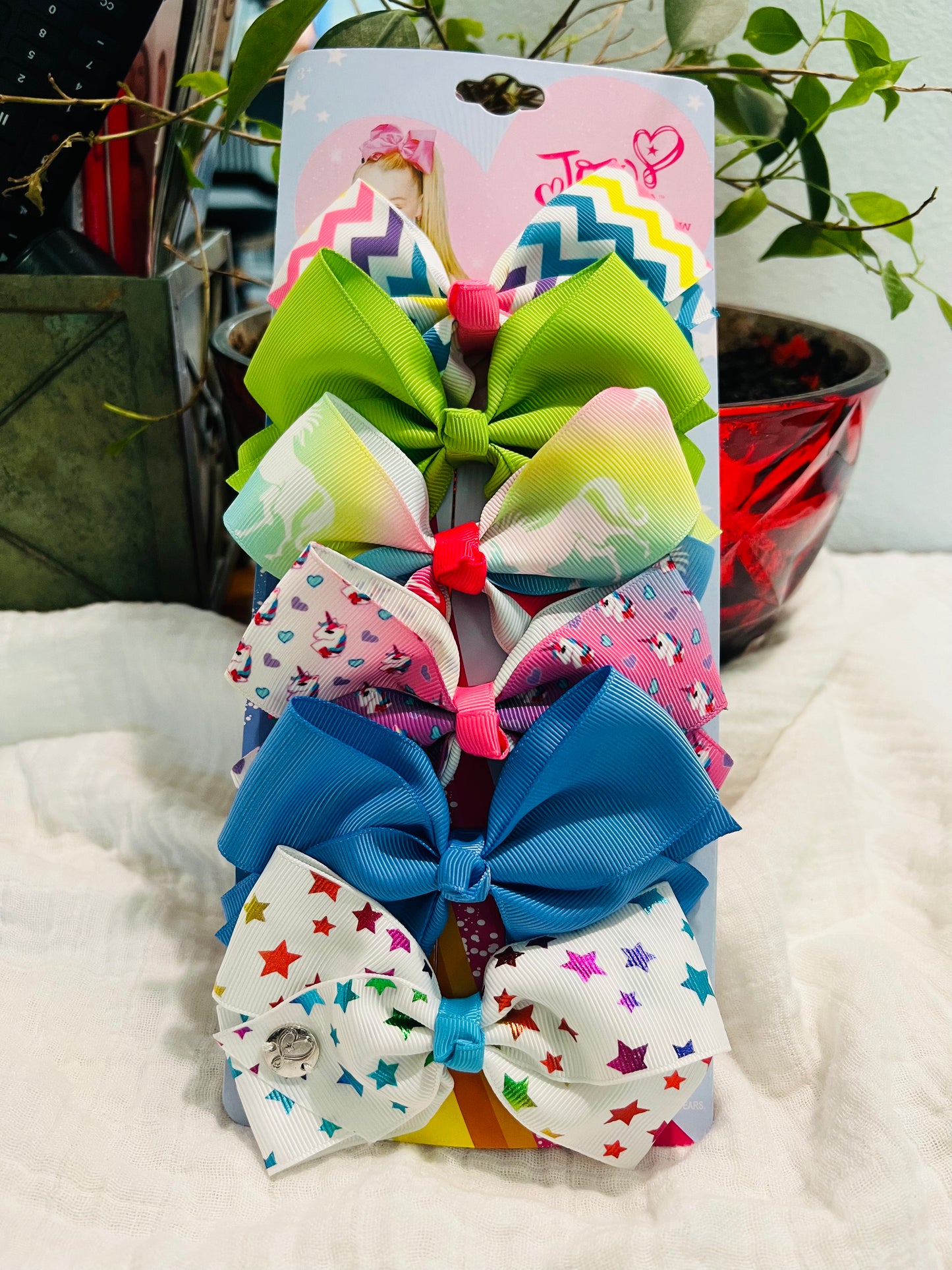 JoJo Siwa Bow 5-Inch 6 Pcs. Kids Hair Accessories.