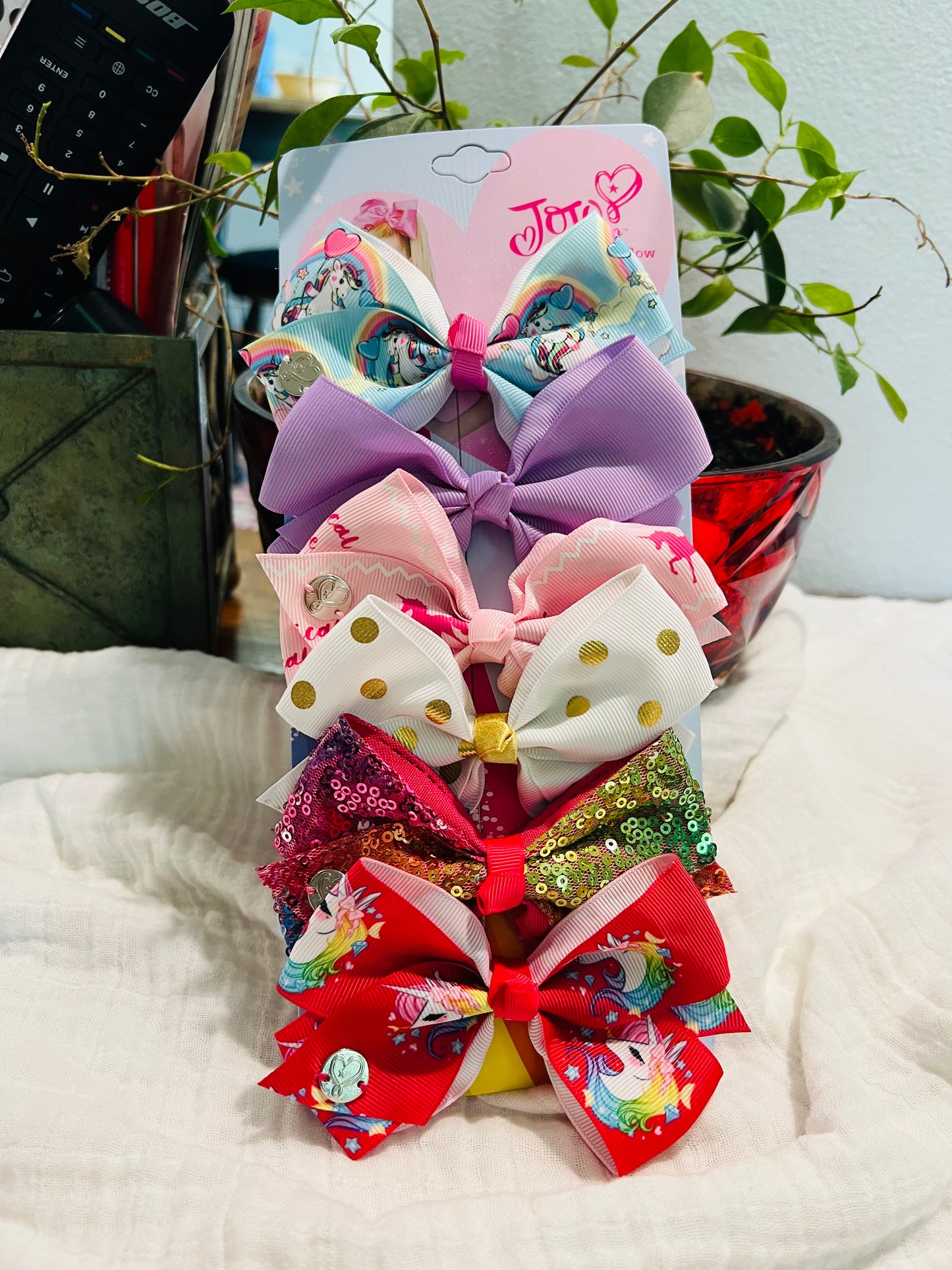JoJo Siwa Bow 5-Inch 6 Pcs. Kids Hair Accessories.