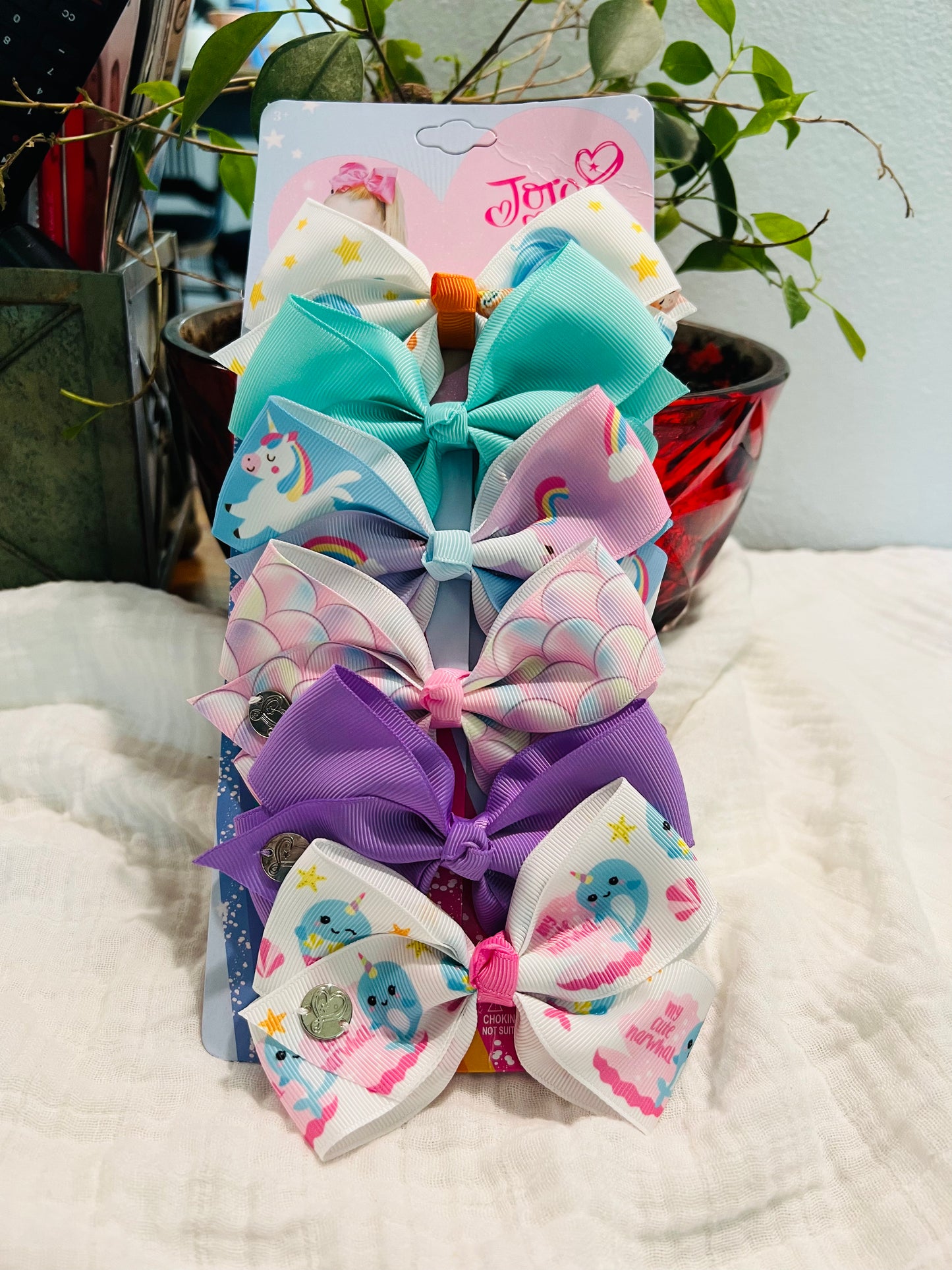 JoJo Siwa Bow 5-Inch 6 Pcs. Kids Hair Accessories.