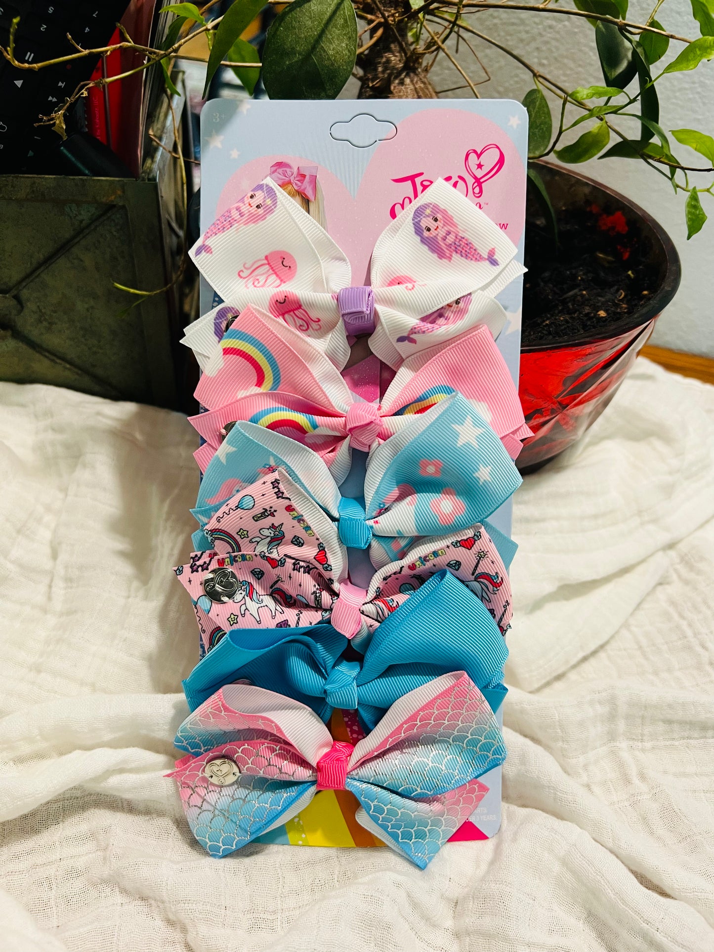 JoJo Siwa Bow 5-Inch 6 Pcs. Kids Hair Accessories.