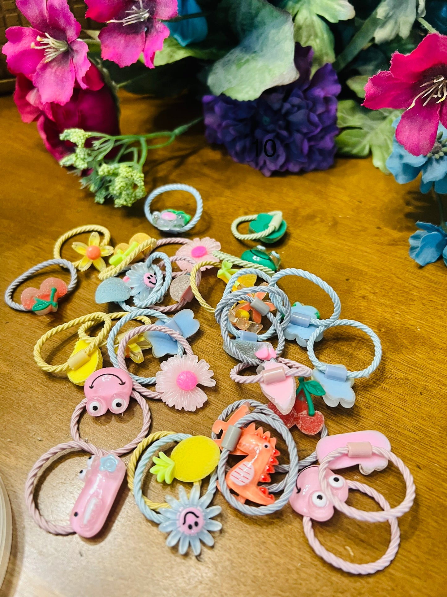 30 Pieces Luxury Resin Fruit Baby/Kids Elastic Rubber Band