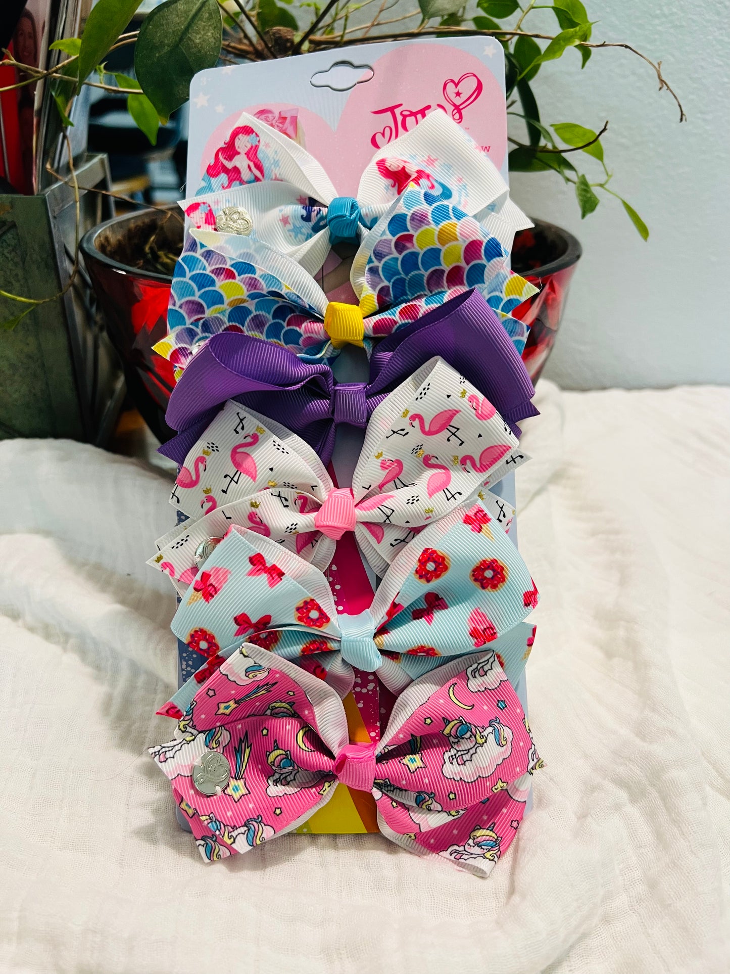 JoJo Siwa Bow 5-Inch 6 Pcs. Kids Hair Accessories.