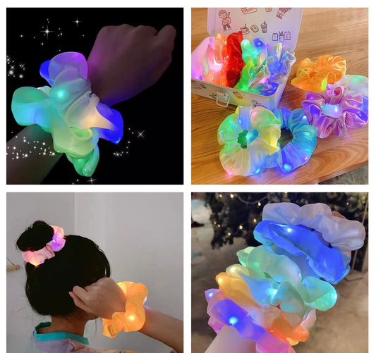 Led Satin Hair Scrunchies Flash- Ponytail