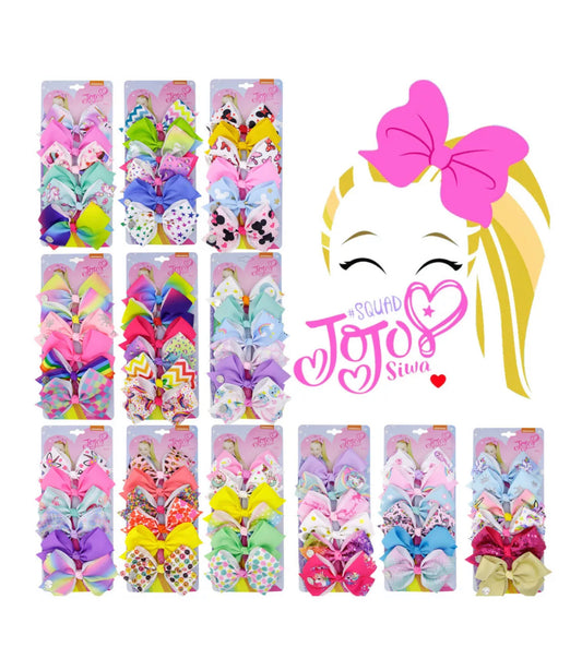 JoJo Siwa Bow 5-Inch 6 Pcs. Kids Hair Accessories.