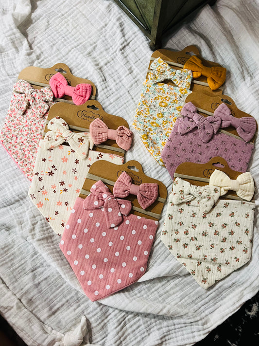 3 Pcs./Muslin Set Bib/Hairband for Baby girl