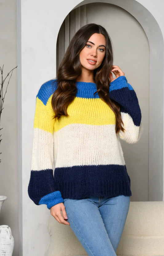 WOMEN'S LONG SLEEVE COLORBLOCK SWEATER